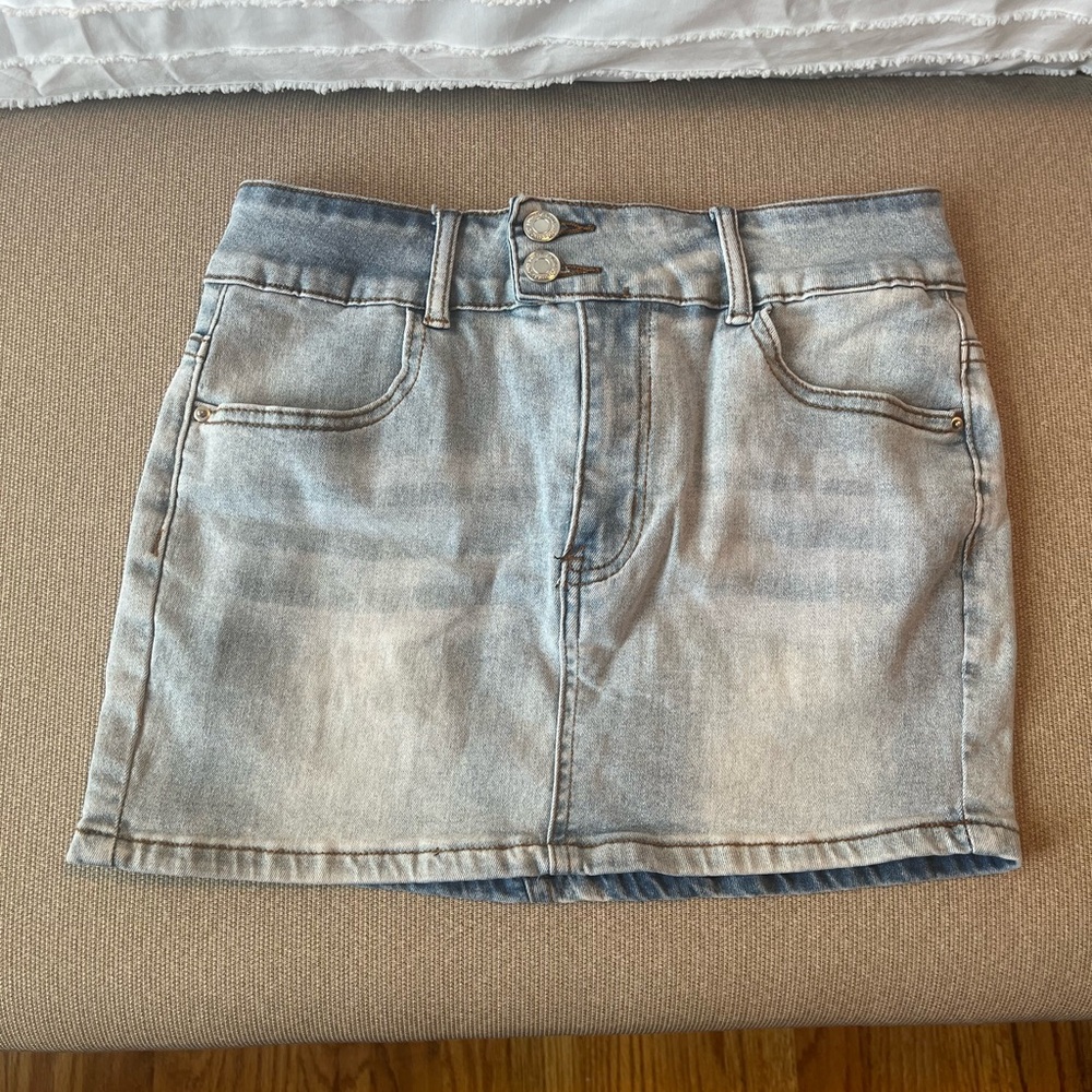 Shein Light Wash Denim Mini Skirt